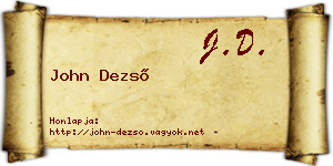 John Dezső névjegykártya